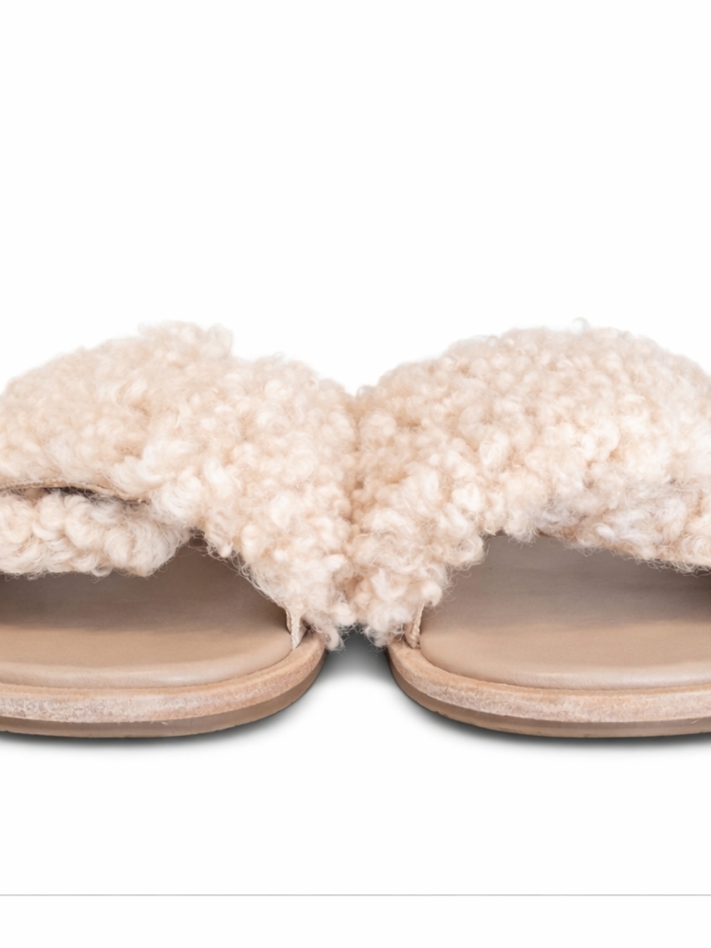 UGG Joni Sheepskin Slide Sandals Cream Fluffy Cozy Slides Women’s 9.5 Lounge Lux - Picture 5 of 11